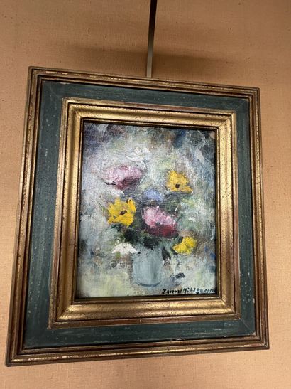 null Jacques-Michel DUNOYER (1933-2000)
Vase fleuri 
Huile sur toile
26 x 21 cm