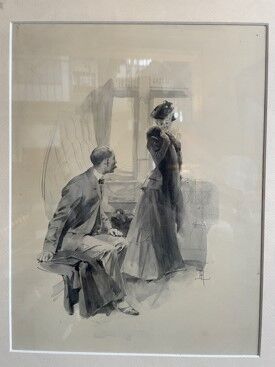 null René LELONG (1871-1938)
Conversation
Drawing in ink, monogrammed on the right.
33...