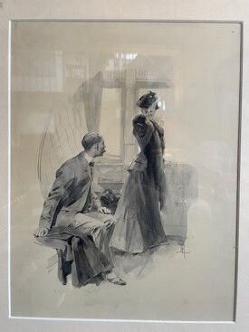 null René LELONG (1871-1938)
Conversation
Dessin à l'encre, monogrammé à droite.
33...