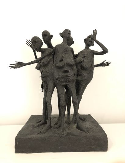 null Marc PETIT (1961)
Sculpture-volume, Groupe de cinq personnages
Epreuve en bronze,...
