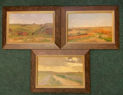 null Evert VAN MUYDEN (1853 - 1922)
-Trois études de paysages italiens 
-Route dans...