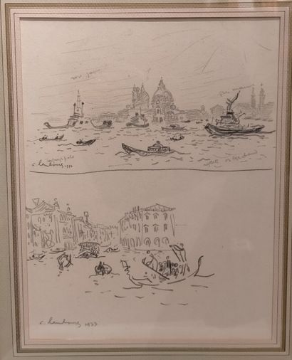 null André HAMBOURG (1909-1999)
Venise
Trois dessins sur une même feuille et deux...