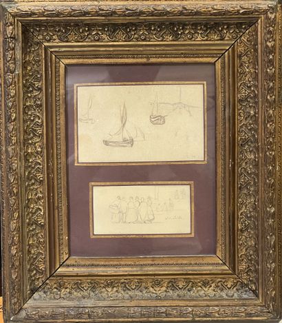 null Jean Baptiste MILLET (1831-1906)
Bateaux et Paysans
Deux dessins signés dans...