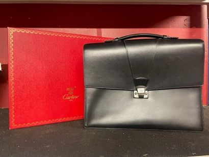 null Cartable en cuir noir, CARTIER 
(dans sa boîte d'origine à l'état du neuf)
