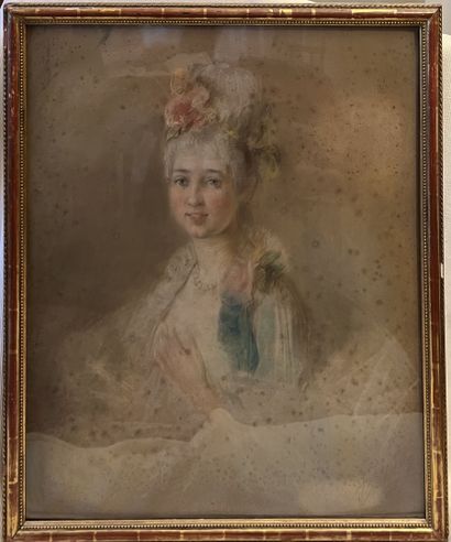 null ECOLE DE LA FIN DU XIXe SIECLE
Portrait de femme
Pastel 
Signé et daté "1897...