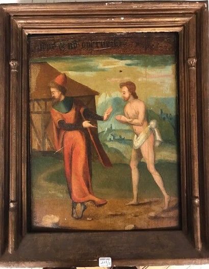 null ÉCOLE FRANÇAISE du XVIème siècle Scènes historiées Deux huiles sur panneau....