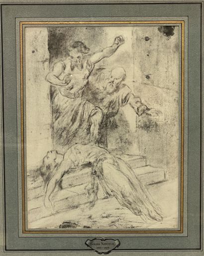 null Célestin NANTEUIL (1813-1873)
Scène de massacre
Fusain sur papier