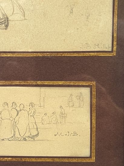 null Jean Baptiste MILLET (1831-1906)
Bateaux et Paysans
Deux dessins signés dans...