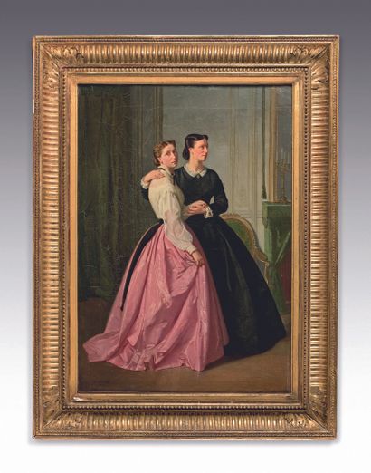 null Edmond A. F. GEFFROY (1804-1895) 
Portrait of Two Sisters, 1865
Oil on canvas,...