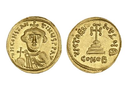 null Constant II (641-668)
Solidus. Constantinople. 4,42 g.
Son buste couronné de...