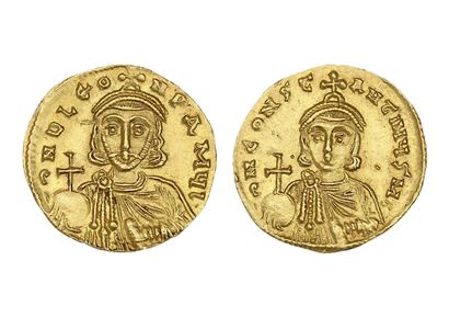 null LÉON III et CONSTANTIN IV (717-741)
Solidus. Constantinople. 4,49 g.
Son buste...