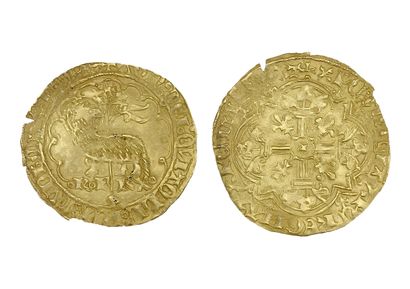 null CHARLES VI (1380-1422)
Agnel d'or. Montpellier. 2,54 g.
Agneau pascal à gauche,...
