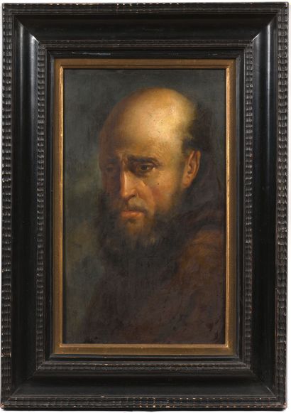null 19th century FRENCH ECOLE
Portrait of a Monk
Oil on paper, mounted on canvas.
(Tears,...