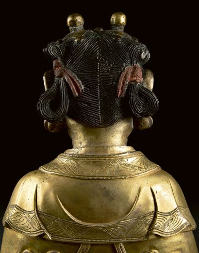null CHINA - Ming Dynasty (1368-1644)
Large gilded bronze statue of Longnü (acolyte...