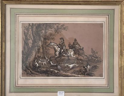 null SET OF EIGHT ENGRAVINGS
- After Carl VERNET
Six engravings of horses and hunting
-...