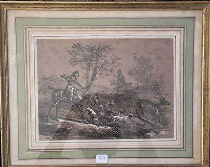 null SET OF EIGHT ENGRAVINGS
- After Carl VERNET
Six engravings of horses and hunting
-...