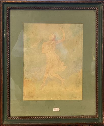 null Franz WALDRAFF (XIXe)
Danseuses 
Deux aquarelles signées 
28 x 21,5 cm

