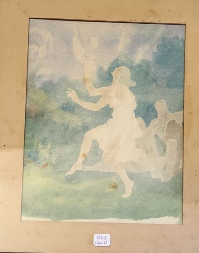 null Franz WALDRAFF (XIXe)
Danseuses 
Deux aquarelles signées 
28 x 21,5 cm


