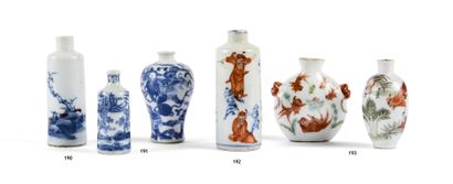 null CHINE - XIXe siècle
Flacon tabatière de forme rouleau à col droit en porcelaine...