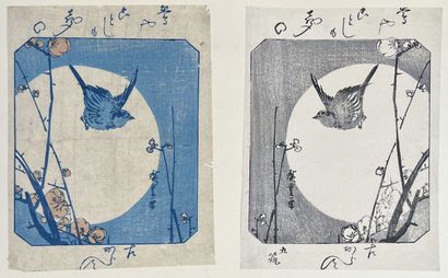 null Utagawa Hiroshige (1797-1858)
- Deux tanzaku, oiseau perché sur une branche...