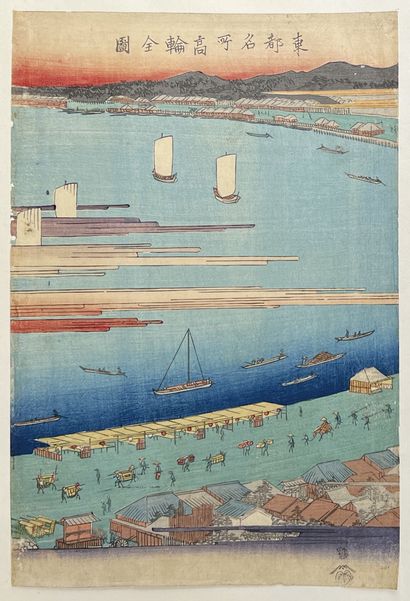 null Utagawa Hiroshige (1797-1858)
Triptyque oban tate-e de la série Toto meisho,...