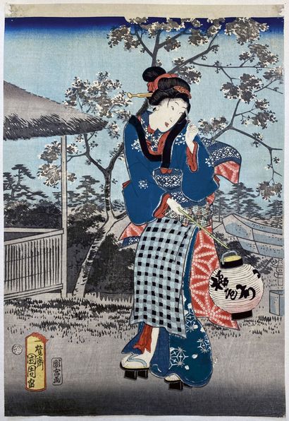 null Utagawa Shigenobu (Hiroshige II) (1826-1869) et Toyohara Kunichika (1835 -1900)
Triptyque...