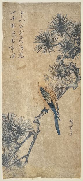 null Utagawa Hiroshige (1797-1858)
- Six hosoban tate-e et tanzaku-e, oiseaux et...