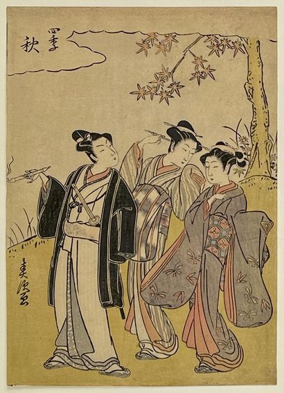 null Suzuki Harutsugu (act. 1760-1770)
Chuban tate-e, Shiki, Aki : Les quatre saisons,...