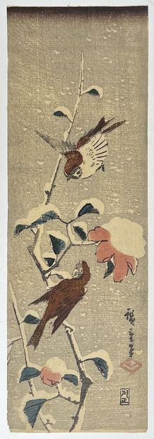 null Utagawa Hiroshige (1797-1858)
- Six hosoban tate-e et tanzaku-e, oiseaux et...