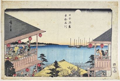 null Utagawa Hiroshige (1797-1858)
Cinq oban yoko-e de la série Nihon minato, Les...