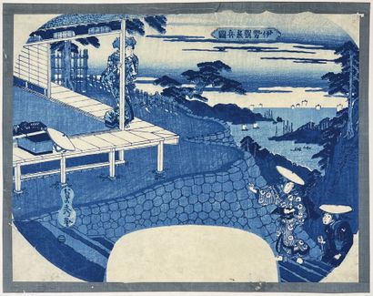null Utagawa Sadahide (1807-1873):
Quatre uchiwa aizuri-e, représentant des vues...