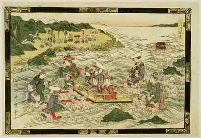 null Kitagawa Utamaro (1753?-1806)
Oban yoko-e, Oigawa Fukei, Landscape of the Oi...