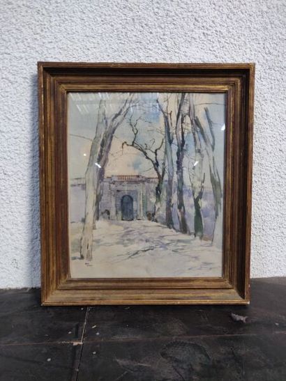 null René KUDER (1882-1962)
"Gate"
Watercolor.
61 x 51 cm.