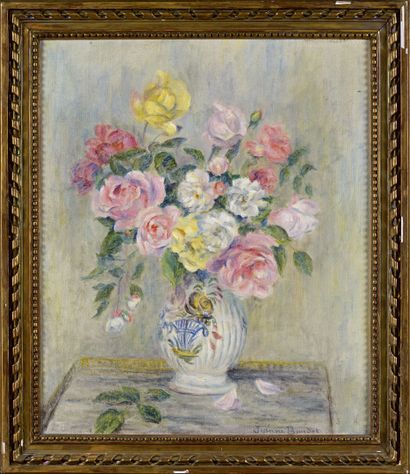 null Jeanne BAUDOT (1877-1957)
Bouquet de roses
Huile sur toile, signée en bas vers...