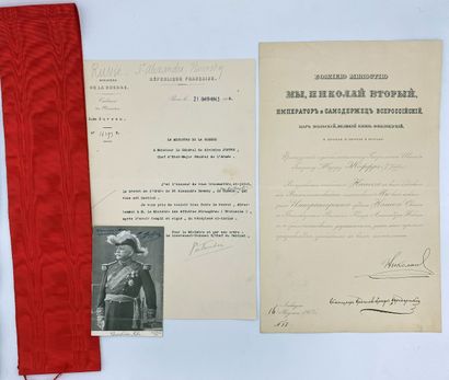 null Russie, deux brevets et une écharpe : ordre de Saint-Alexandre Nevsky, brevet...