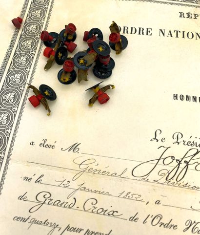 null 1914, ordre de la Légion d'honneur, diplôme de grand-croix imprimé sur vélin...