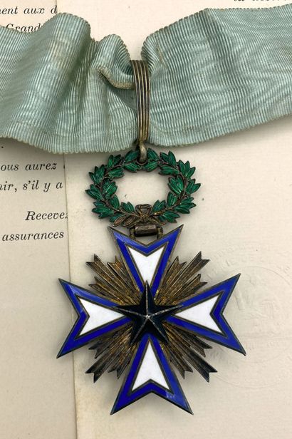 null 1896, ordre de l'Étoile noire du Bénin, bijou de commandeur en vermeil et émail,...