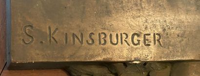 null 1914, La Marne, important bas-relief allégorique en bronze rectangulaire, le...