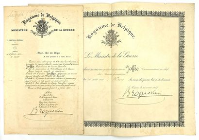 null Belgique, trois diplômes : ordre de Léopold, grand-croix militaire, arrêté du...