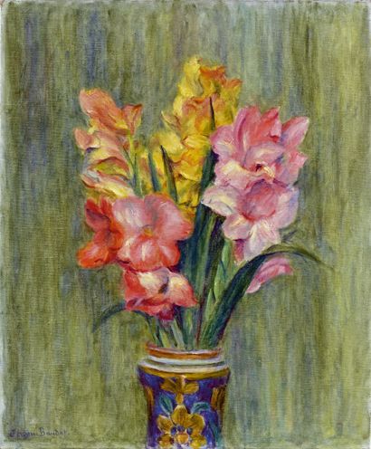 null Jeanne BAUDOT (1877-1957)
Le vase de glaïeuls
Huile sur toile, signée en bas...