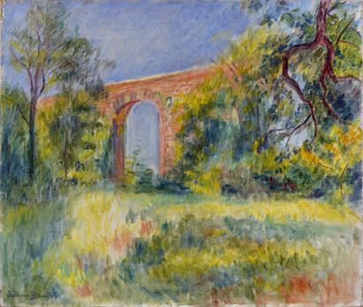 null Jeanne BAUDOT (1877-1957)
L'aqueduc de Louveciennes
Huile sur toile, signée...