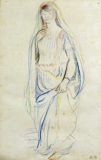 null Jeanne BAUDOT (1877-1957)
Femme orientale
Deux dessins aux crayons de couleurs,...