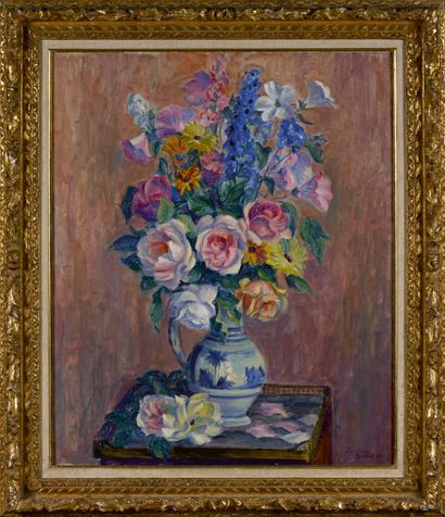 null Jeanne BAUDOT (1877-1957)
Bouquet de fleurs variées
Huile sur toile, signée...