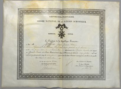 1914, ordre de la Légion d'honneur, diplôme...