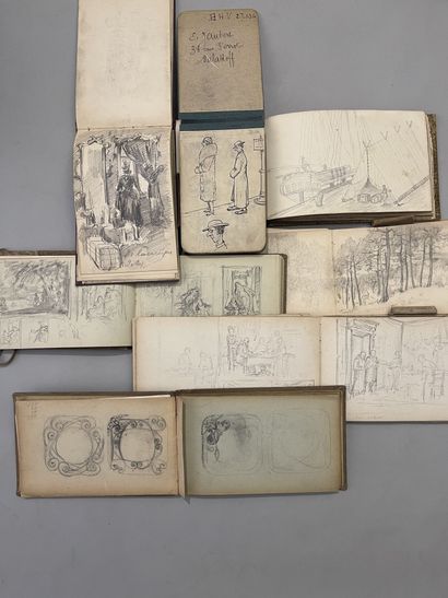 LOT OF 7 NOTEBOOKS OF DRAWINGS : 
Edouard...