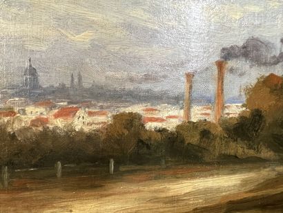 null Pierre LAPRADE (1875-1931)
"Paysage urbain vu depuis la colline" 
Huile sur...