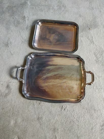 null Two silver plated serving trays.