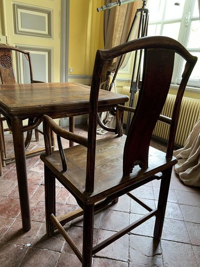 null Cane table and PAIR OF CHAIRS in exotic wood. 
China. 
Table Length. 78 ; Width....