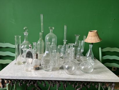 COLLECTION OF CARAFES and APOTHICAL GLASSES...