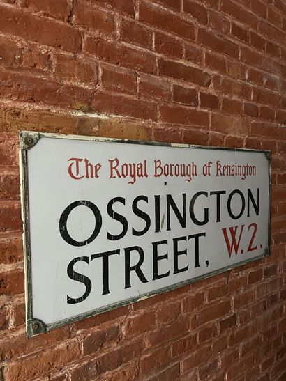 null Enamelled plaque "Ossington Street - Borough of Kensington".
England.
Height...